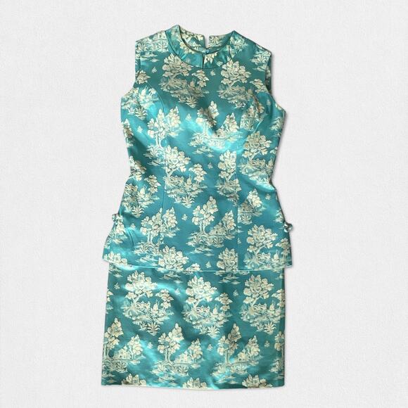 60s Brocade Chinoiserie Vintage Shift Dress Miss Brooks Scenic Print Cheongsam - Picture 8 of 9